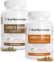 Lions Mane (120ct) et Cordyceps (120ct) Capsules Bundle - Supplément Champignon pour la cognition, l'énergie et l'endurance