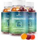 BeLive Synbiotics - Gommies de fibre probiotique et prébiotique – Inuline haute résistance (3g), Supplément de fibre diététique, Soutien digestif pour les enfants et les adultes - Fraise, citron, Blueberry Flavor