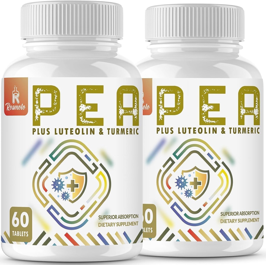 1500 MG Palmitoyléthanolamide avec Lutéolin 98% & Turmeric, Haute Absorption, Supplément de pois micronisés pour la gestion du confort- USA Made - 120 comprimés
