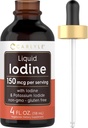 Carlyle Liquid Iodine Drops 4 fl oz, 150 mcg, Iodine et supplément d'iodure de potassium Teinture liquide végétarienne, sans OGM, sans gluten