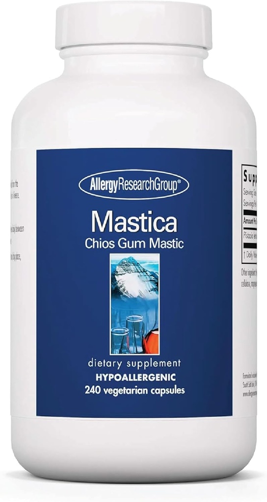 Allergy Research Group Mastica - Capsules de Gum mastic, Supplément de santé digestif pour les adultes, Capsules de poudre de résine mastique pour Gut Health Support - 240 Compte