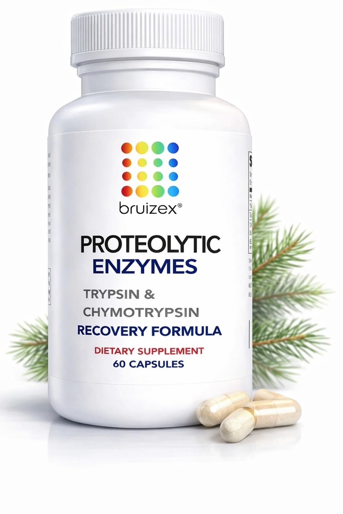 Enzymes protéolytiques Bruizex Trypsine & Chymotrypsine Recovery Supplément pour traumatisme tissulaire, contusion, gonflement