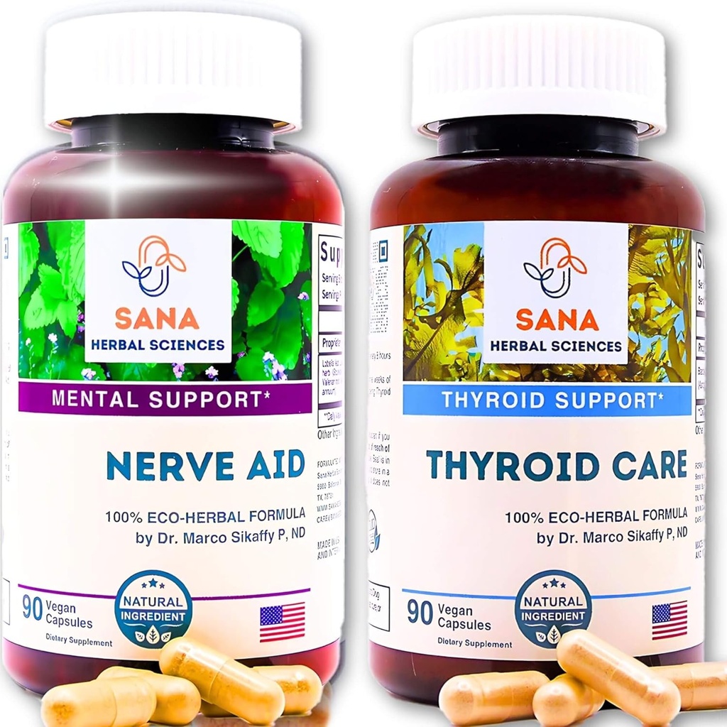 Aide naturelle au sommeil et à la thyroïde Renew.. 9 herbes et algues biologiques avec racine valériane, soutien thyroïde et équilibre hormonal avec Kelp... 1350 mg par portion.. par Sana Herbal
