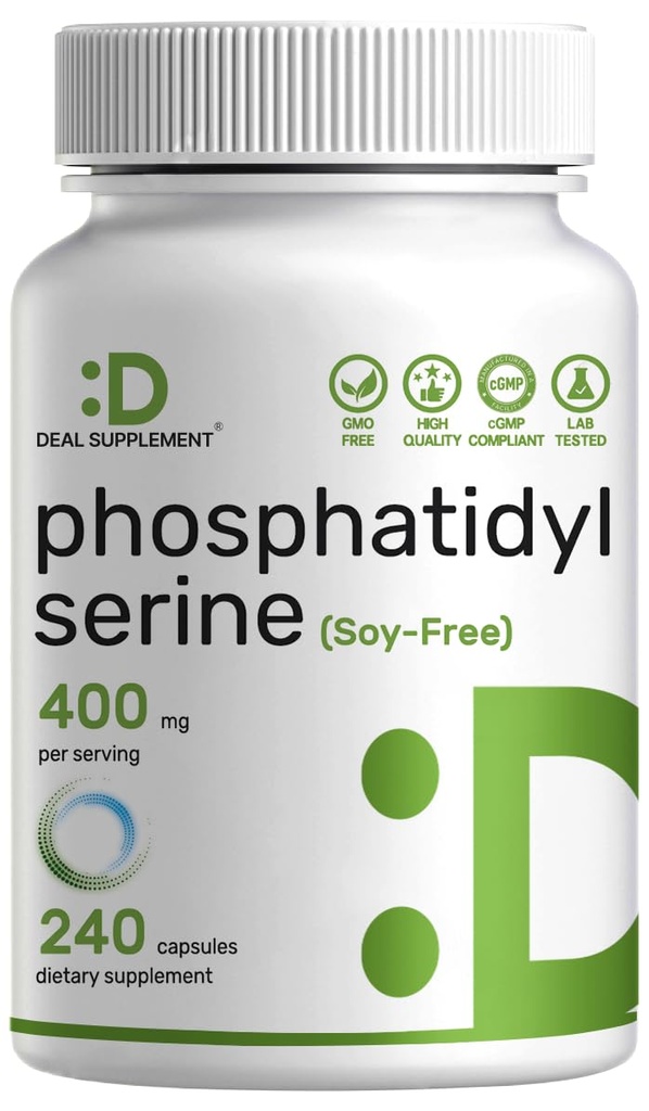 Supplément de phosphatidylsérine, 400mg portion, 240 capsules – Lécithine sans soya Source