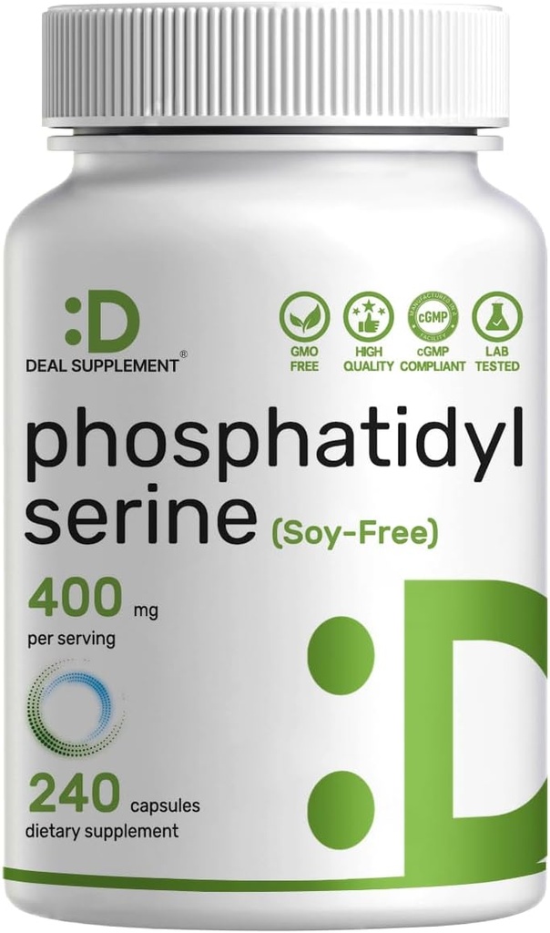 Supplément de phosphatidylsérine, 400mg portion, 240 capsules – Lécithine sans soya Source