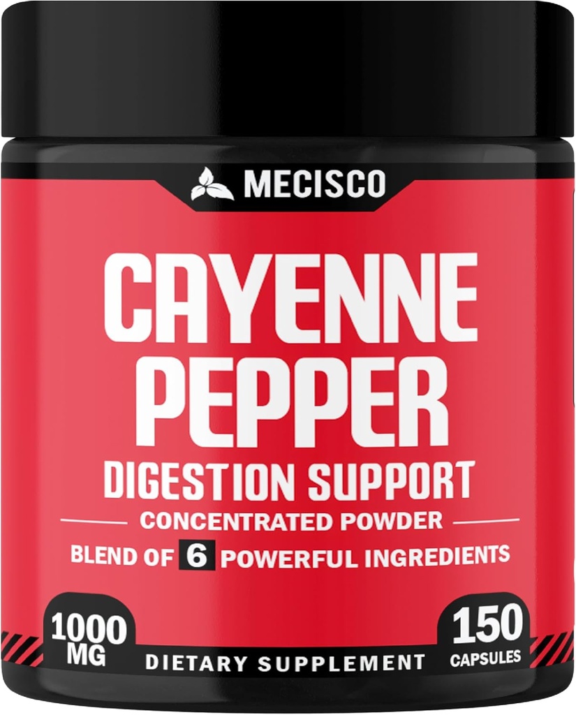 Cayenne Capsules de poivre avec racine de gingembre, racine de betterave et poivre noir et plus - 150 Capsules - 6in1