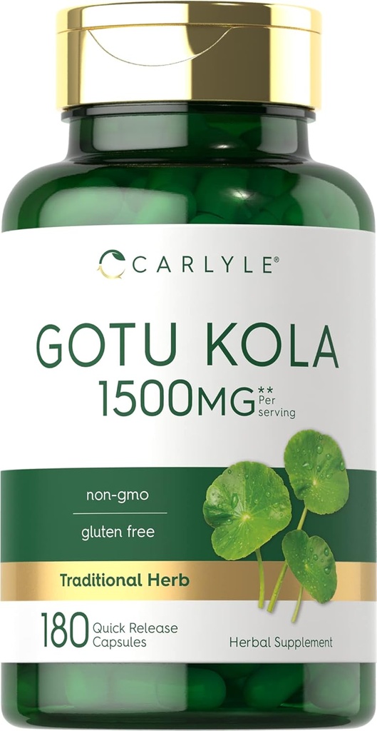 Carlyle Gotu Kola Capsules 1500mg. 180 Count.
