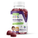 Viteey Sambucus Gummées de baies aînées pour enfants Suppléments de soutien immunitaire avec vitamine D3 et vitamine C 3-1 Immune Booster - Végétarien, Sans gélatine, Sans gluten, Sans OGM - Saveur de baies croustillantes