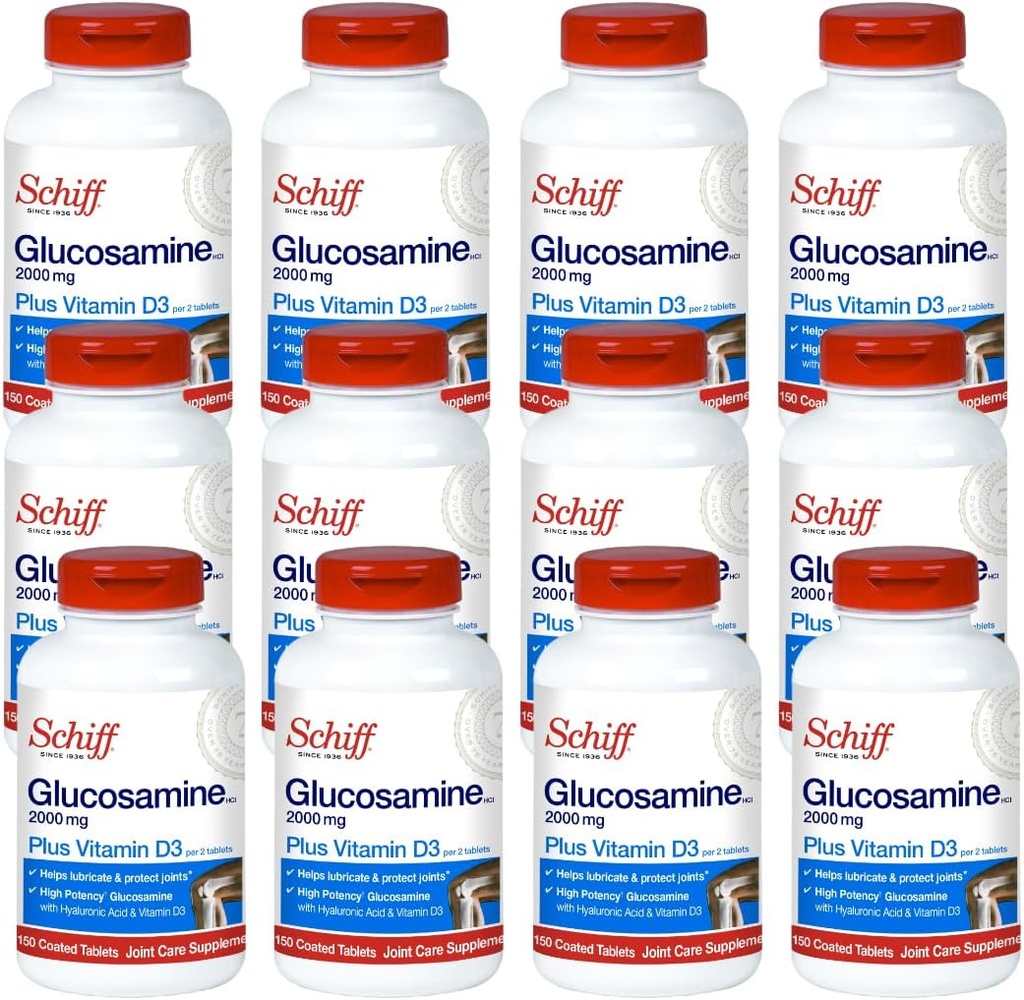 Schiff Glucosamine 2000mg avec supplément à l'acide hyaluronique, 150 ct (paquet de 12)