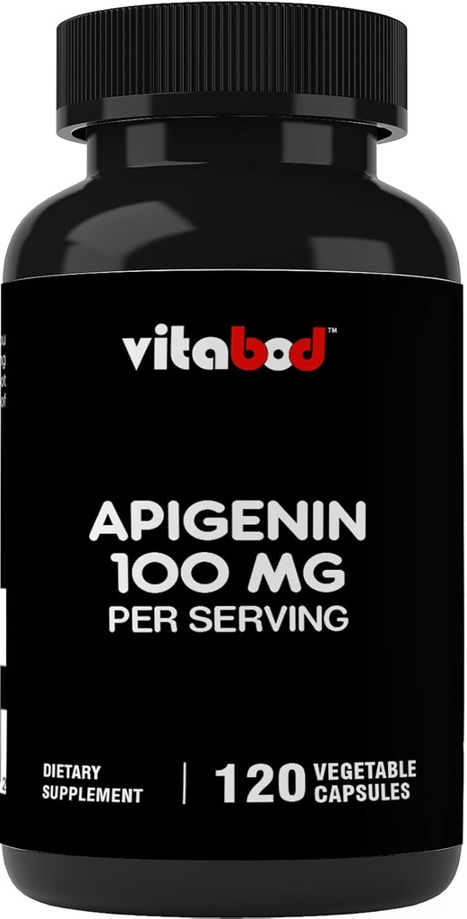 Apigenin 100mg per Serving - 120 Vegetable Capsules - Raw Plant Extract from Chamomile Flower - Non Habit Forming – Active Bioflavonoids & Antioxidants