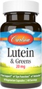 Carlson - Lutéine et Verts, 20 mg, Support de la vision et fonction oculaire, Antioxydant, 60 capsules végétariennes