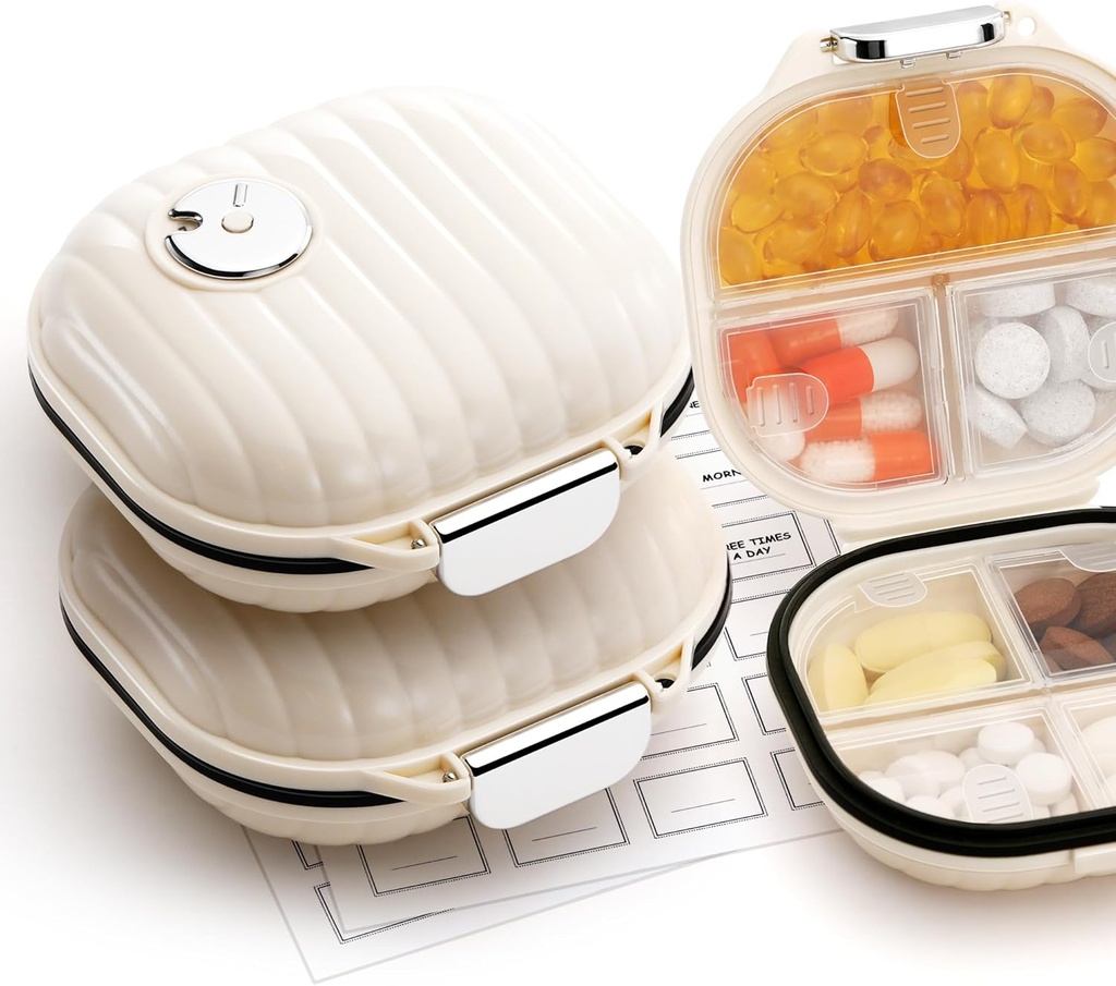 [2 Pack] Zannaki Pill Case Portable Small Weekly Travel Pill Organizer, Cute Moisture Proof Pill Porte-boîte pour la Purse, Mini Pocket de Pharmacie Conteneur de Pharmacie de Vitamine, Huile de Poisson, Supplément