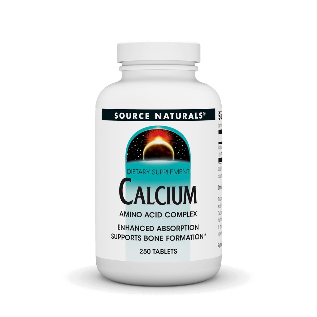 Source Naturals Calcium, complexe acide amino- Absorption améliorée et soutient la formation osseuse* - 250 comprimés