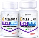 HealthFare Melatonin 60mg , pack de 2 , 90 gélules de légumes chacune , formule haute résistance , Végétarien , non-OGM , sans gluten , Fabriqué aux États-Unis