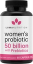 Luma Nutrition Probiotiques pour les femmes avec des prébiotiques - 50 Million CFU - Formulé pour le soutien digestif, immunitaire et féminin - 60 Capsules