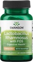 Swanson Lactobacillus Rhamnosus avec FOS - Supplément probiotique soutient la santé digestive - 5 milliards CFU - favorise la santé des tracts de l'IG pendant les voyages - (60 Veggie Caps)