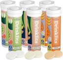 Drinklits Hydratation Comprimés Boîte de variétés (6) Bouteille de tubes Ginger-Lime + Citron-Lime + Orange