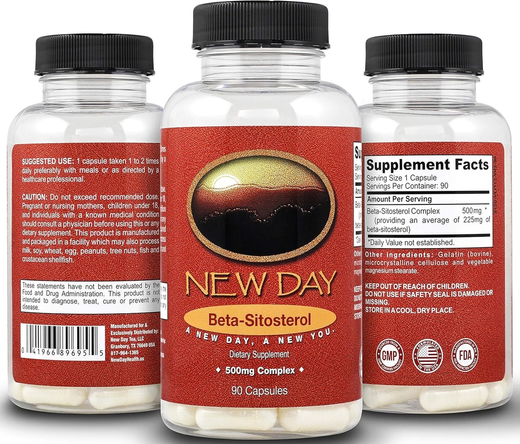 Nouveau jour Santé , Pure Beta Sitostérol Supplément naturel - 90 comprimés, 500mg Complexe , soutient naturellement la santé du trac urinaire