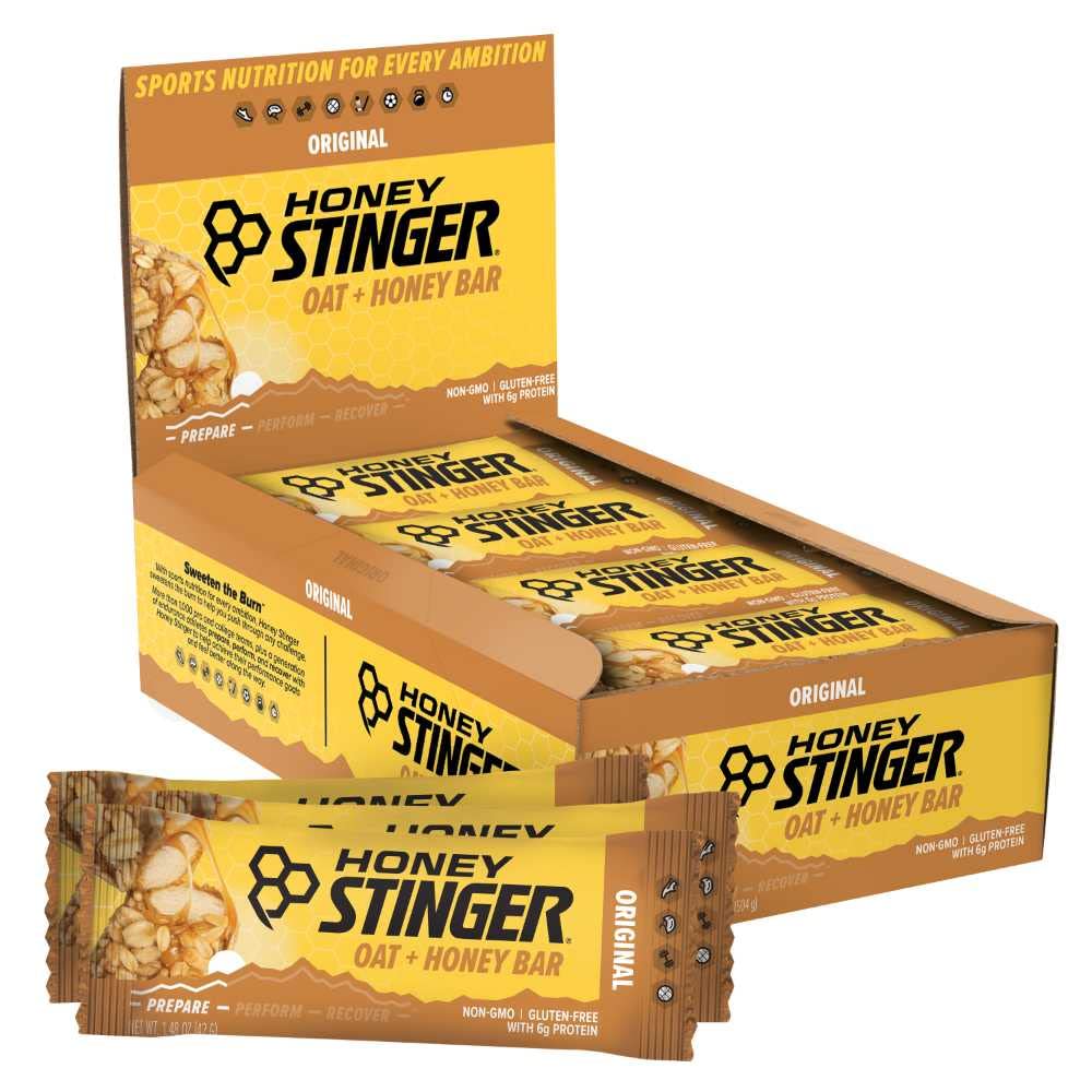 Miel Stinger Oat + Honey Bar, Original, aliments emballés en énergie pour préparer pour l'exercice, l'endurance et la performance, Sports Nutrition Snack Bar, pré-entraînement, protéines, sans gluten, boîte de 12