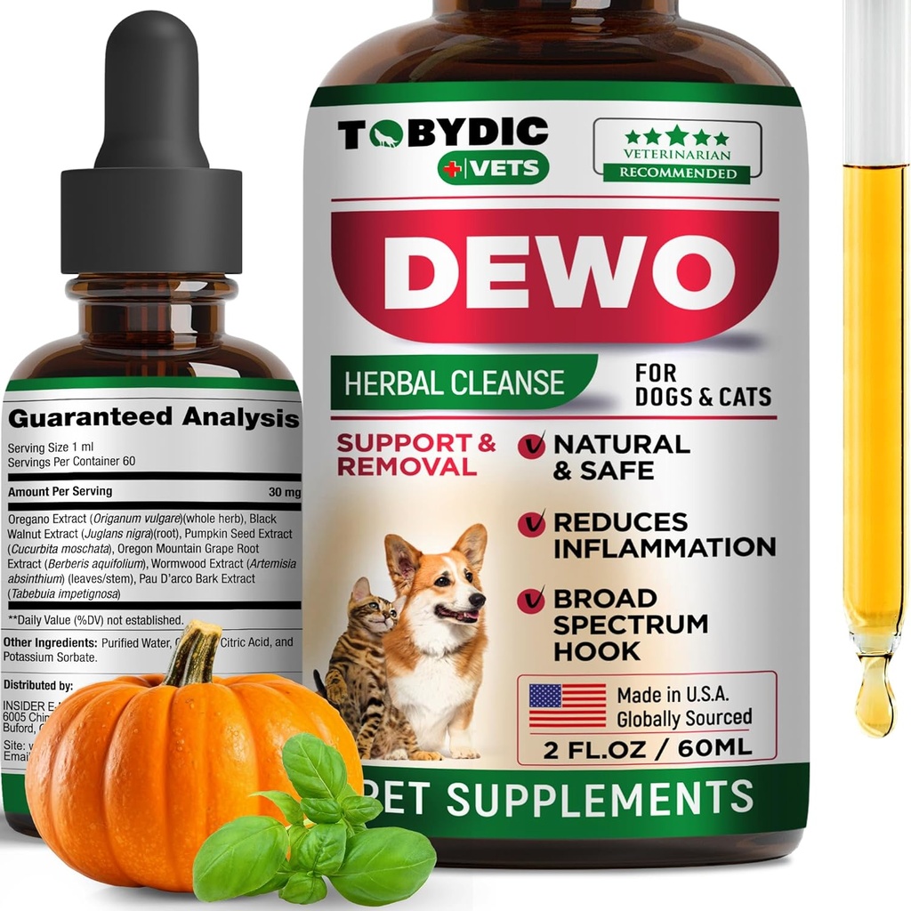 Cats & Dogs Natural Broad Spectrum Intestinal Defense & Digestive Liquid Herbal Support - Promote Gut Health - Supplément gouttes fabriqués aux États-Unis (Herbal Cleanse 2 oz)