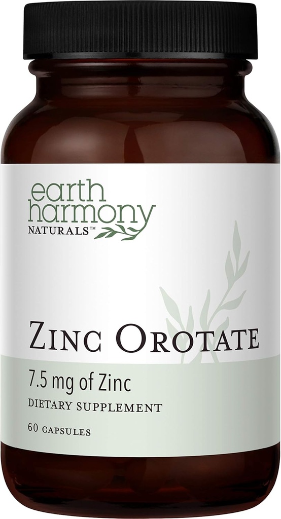 Zinc Orotate 7,5mg Supplément végétalien - Propriétés antioxydantes fortes Support Système immunitaire Fonction, énergie et métabolisme - Foie, os, articulations et santé cardiaque - Non-OGM et sans gluten - 60 capsules