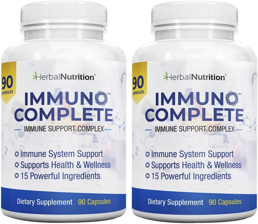 Immuno Compléter un supplément de soutien immunitaire avec vitamine C, D, zinc, magnésium, sureau et 10 ingrédients synergiques supplémentaires pour le soutien immunitaire (2)