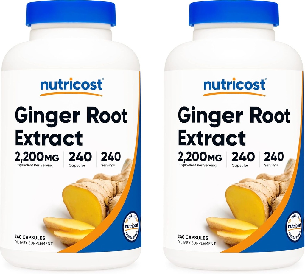 Extrait de racine de gingembre Nutricost 550mg, 240 Capsules (2 bouteilles)