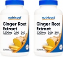 Extrait de racine de gingembre Nutricost 550mg, 240 Capsules (2 bouteilles)