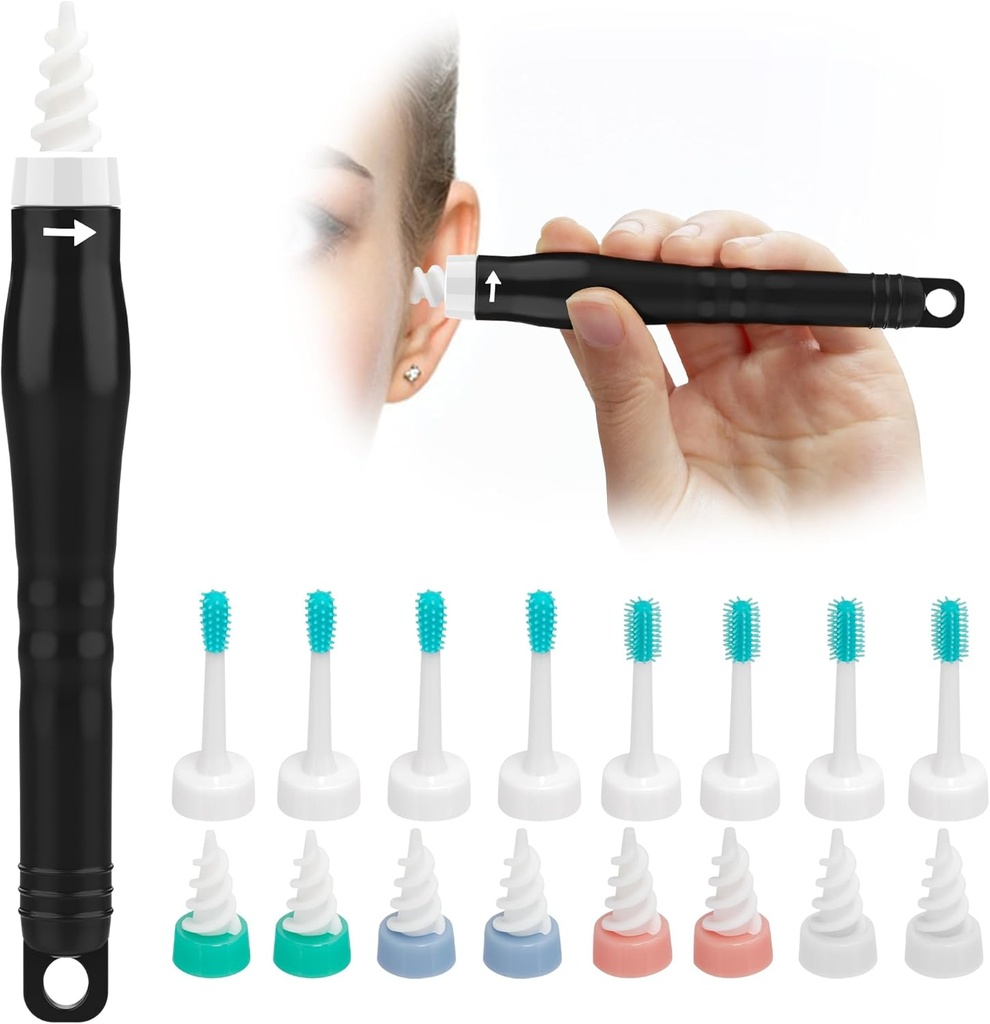 Q Grips Ear Wax Removal Tool 2025 Spiral Ear Wax Removal Kit Réutilisable et lavable Q-Grips Ear Wax Remover Soft Silicone Spiral Ear Wax Removal Kit contient 3 types d'outils de nettoyage d'oreille