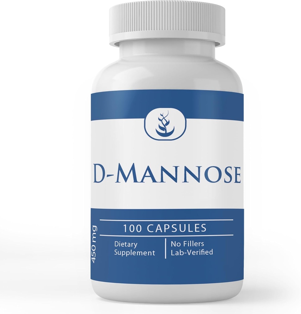 Ingrédients originaux purs D-mannose, (100 capsules) Toujours pur, sans additifs ou remplisseurs, laboratoire vérifié