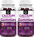Calcium Magnésium Zinc Gommies à haute absorption Magnésium Glycinate Potassium - Complexe végétal Calcium Magnésium 2:1 Ratio, avec D3 de la mousse de mer pour os, muscles, Immune et soutien du sommeil, Vegan-2 Pack