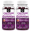 Calcium Magnésium Zinc Gommies à haute absorption Magnésium Glycinate Potassium - Complexe végétal Calcium Magnésium 2:1 Ratio, avec D3 de la mousse de mer pour os, muscles, Immune et soutien du sommeil, Vegan-2 Pack