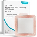 Dimora Silicone Super Absorbent Robes de Blessure - bandages adhésifs doux avec Ultrasorb Polymer,Lourdes Plaquettes de soins de Blessure Exudate 6"X 6" 10 Packs