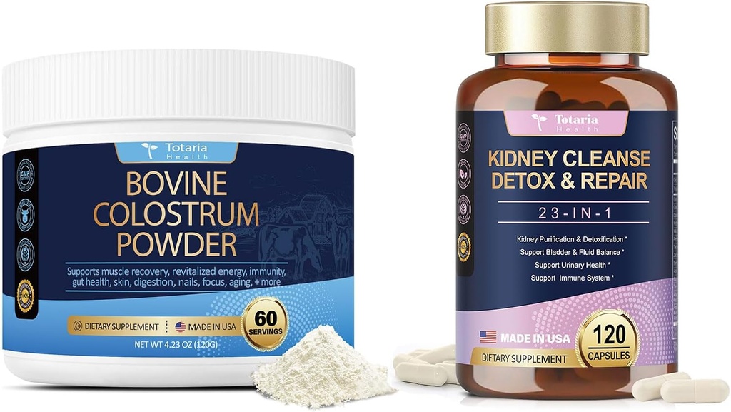 Totaria 120 compte Nettoyer le rein Détox & Réparer Capsules + Bovine supplément de colostrum poudre