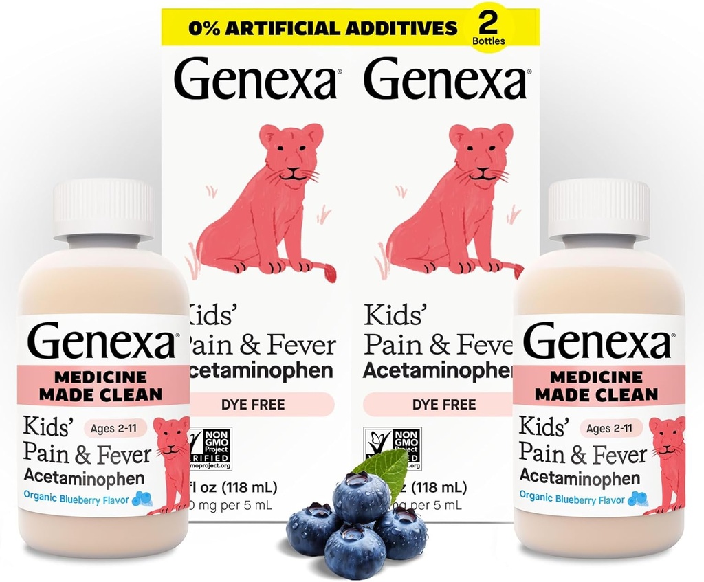 Genexa Acétaminophène propre pour les enfants. Ingrédients préférés des pédiatres.