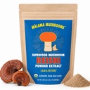 Malama Bio Reishi Poudre de champignons, Extrait du corps pur de fruits, Superfood adaptogène pour le soutien immunitaire et le bien-être, 100 portions