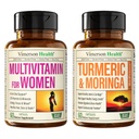 Vimerson Health Womens Multivitamin & Turmeric Moringa Supplément pour le soutien immunitaire, l'énergie, l'humeur, les cheveux, la peau, les ongles, les articulations et la digestion.