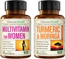 Vimerson Health Womens Multivitamin & Turmeric Moringa Supplément pour le soutien immunitaire, l'énergie, l'humeur, les cheveux, la peau, les ongles, les articulations et la digestion.