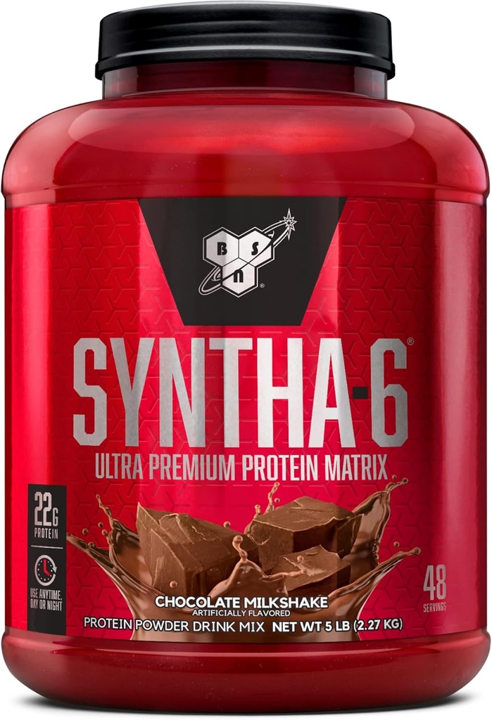 BSN SYNTHA-6 Poudre de protéines de lactosérum avec caséine micellaire, isolat de protéines de lait, milkshake au chocolat, 48 portions (paquetage mai Vary)