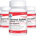 Choix de qualité Fer 65 mg (325 mg de sulfate ferreux) Supplément de soutien en fer de haute puissance Comprimés dans 100 bouteilles de comptage (3 paquets)