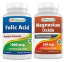 Meilleur acide folique naturel 1000 mcg et oxyde de magnésium 500 mg