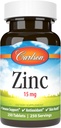 Carlson - Zinc, 15 mg, supplément de zinc, gluconate de zinc, soutien immunitaire et santé de la peau, comprimés de zinc, antioxydant, capsules de zinc, 250 comprimés
