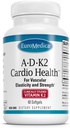 EuroMedica A•D•K2 Cardio Health - Cardio Health & Vascular Elasticity and Strength Support - Supplément de soutien cardiovasculaire avec les vitamines A & D3 - Aide l'élasticité des vaisseaux sanguins - 60 Softgels