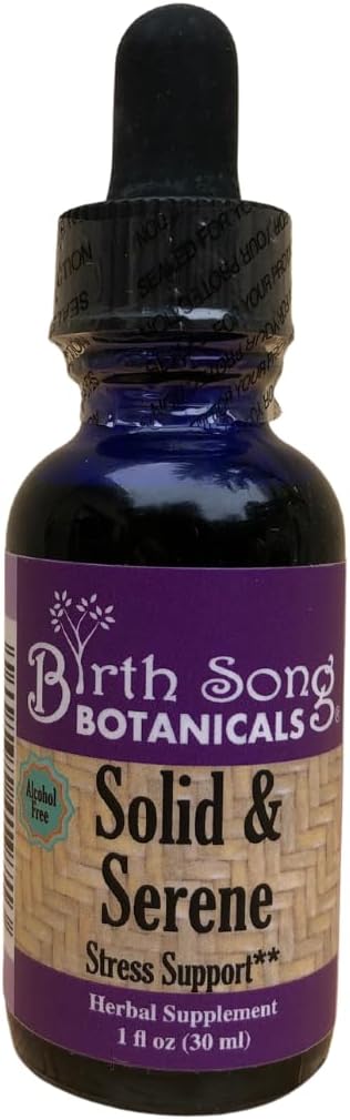 Chanson de naissance Botaniques Solide & Serene Le stress à base de plantes et l'humeur support Tecture – Camomille, Passionflower, Valerian gouttes liquides pour le stress support – Non-Habit formant le supplément naturel