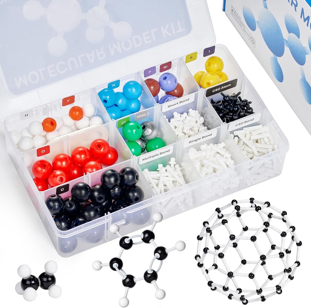 Kit de modèles moléculaires JoyCat (404 pcs), Chimie organique Molécule de la science Cadeaux pour les étudiants et enseignants Ochem et inorganiques