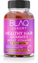 Blaq Gommies de biotine de luxe - Vitamines de croissance des cheveux avec 5000mcg de biotine par portion de Vitamines B12, B6, acide folique, iode, zinc
