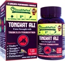 Force supplémentaire Tongkat Ali avec Tribulus Terrestris. Puissant (100:1) Longjack/Tongkat Ali Extract. 120 Capsules de Veg Tongkat Ali pour les hommes.Tous naturels, non-OGM, Vegan, sans stéarate, sans poudre de riz