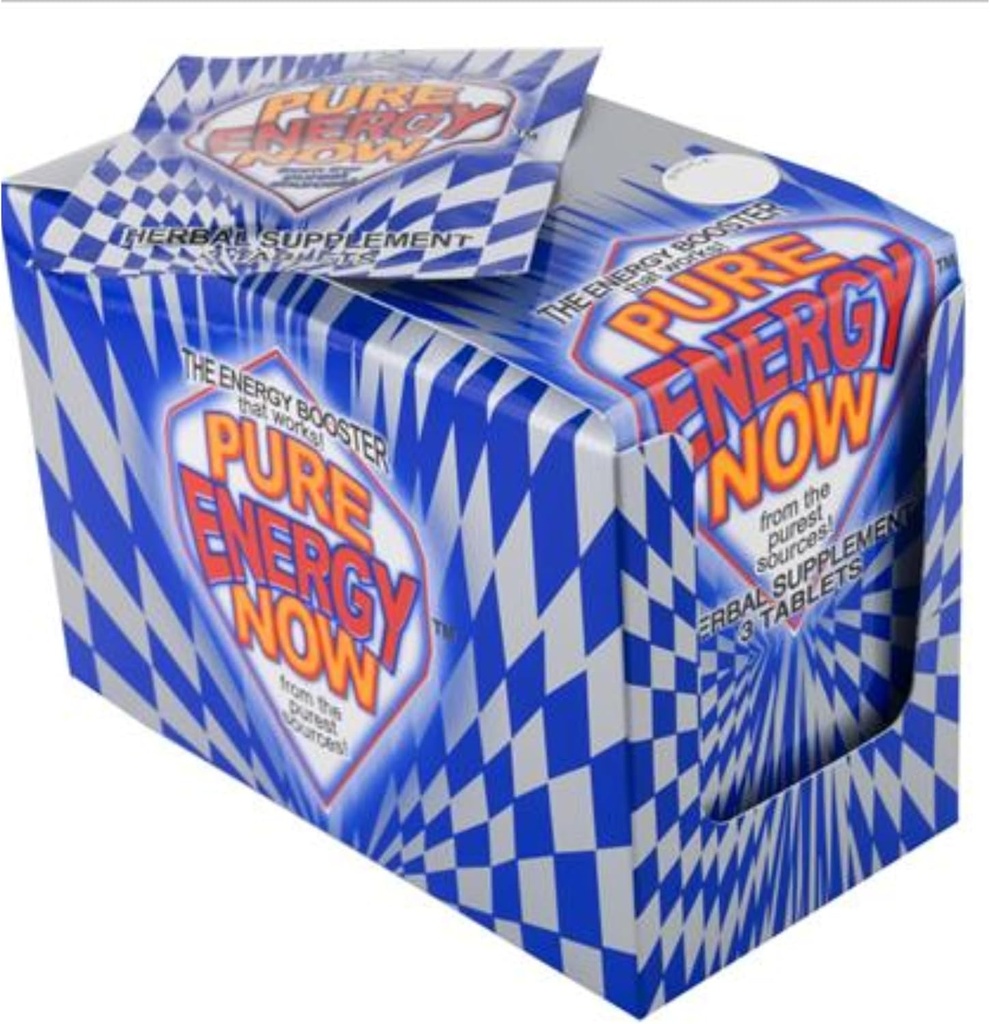 Supplément à base de plantes Energy Now Pure Energy 3 comprimés par paquet, (paquet de 24) 1 boîte