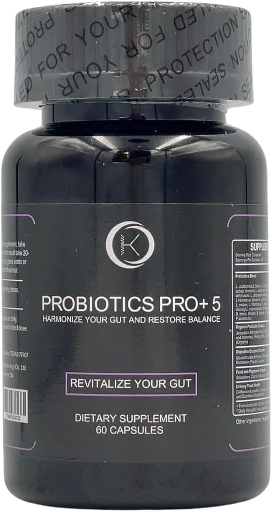 PROBIOTICS PRO + 5 Perles Probiotique Probiotique quotidien pour les femmes et les hommes - 60 jours d'approvisionnement de prébiotiques Harmoniser votre équilibre git et de restaurer, Softgel