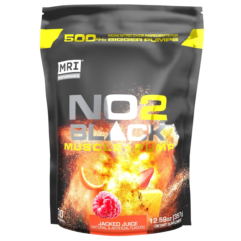 Supplément oxyde nitrique noir IRM NO2 pour pompe, croissance musculaire, vasculaire et énergie - Powerful Stim-Free Pré-entraînement avec Citrulline (30 portions) (Jus)